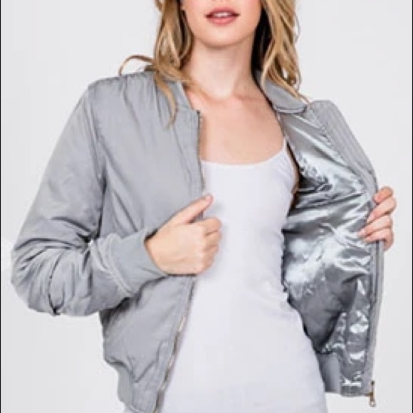 Light Gray Blue Bomber jacket - Picture 4 of 4